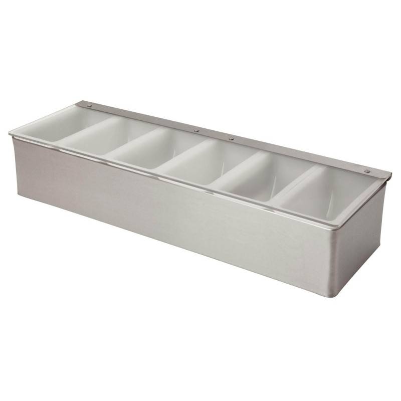 Porte condiments (condiment holder) en acier inoxydable 6 blocs